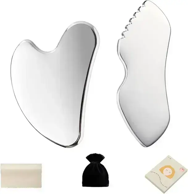 Conjunto Gua Sha Aço Inoxidável